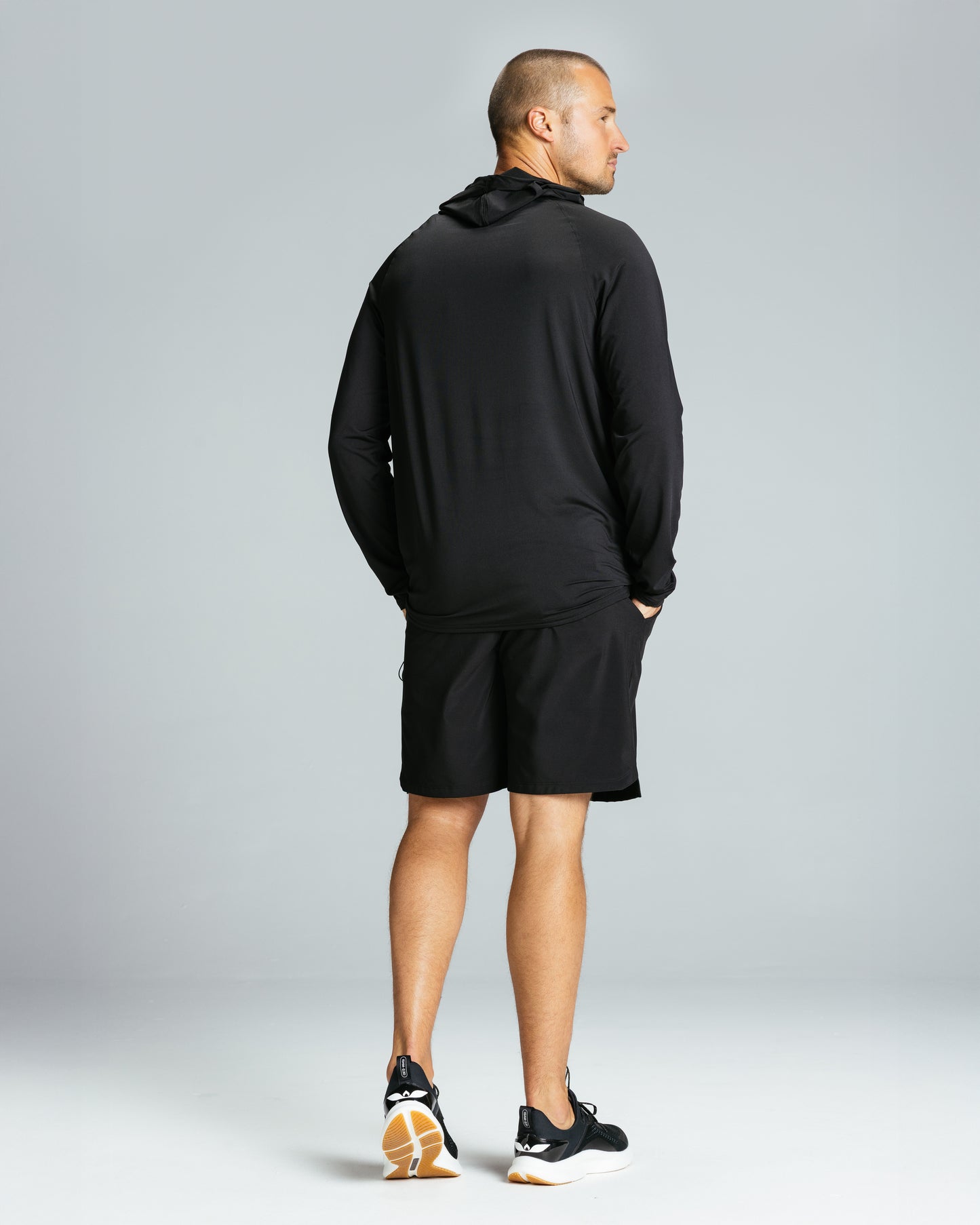 Men's LS Tech Hooded Tee "Black"