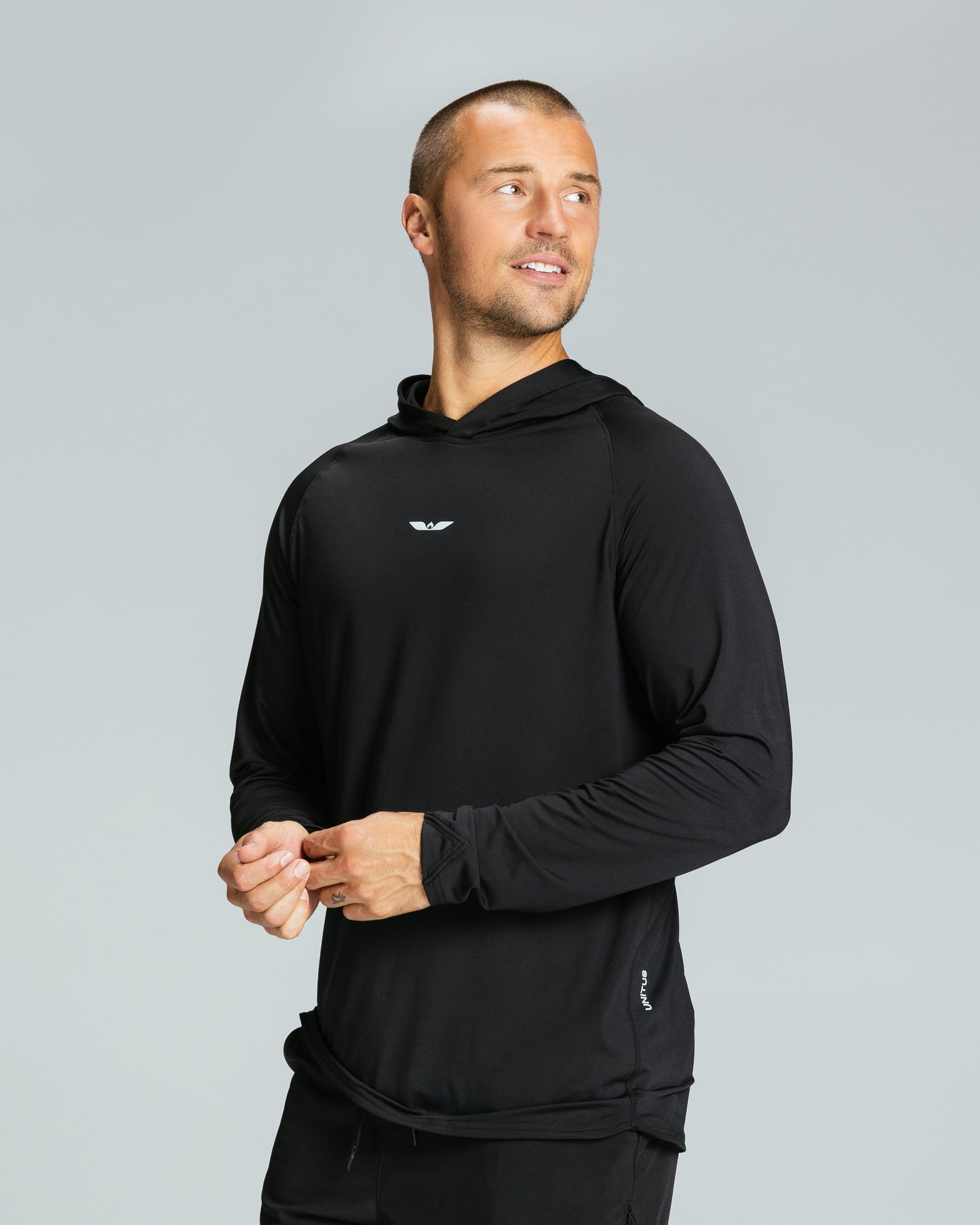 Men's LS Tech Hooded Tee "Black"