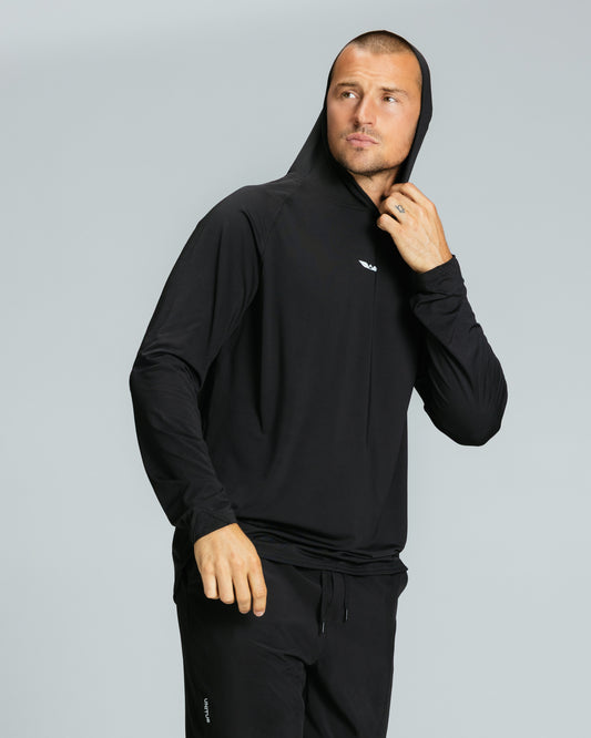 Men's LS Tech Hooded Tee "Black"