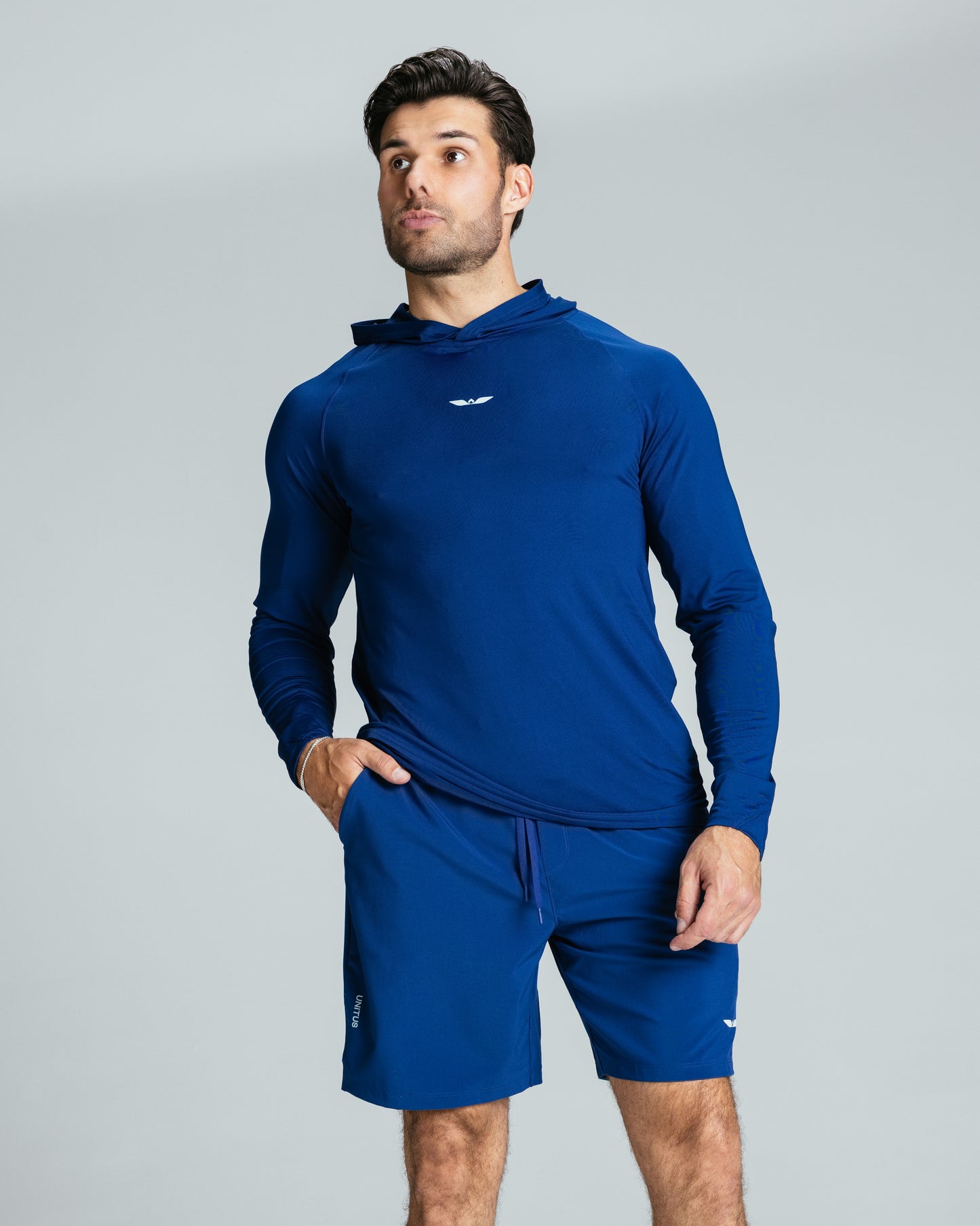 Men's LS Tech Hooded Tee "Marine Blue"