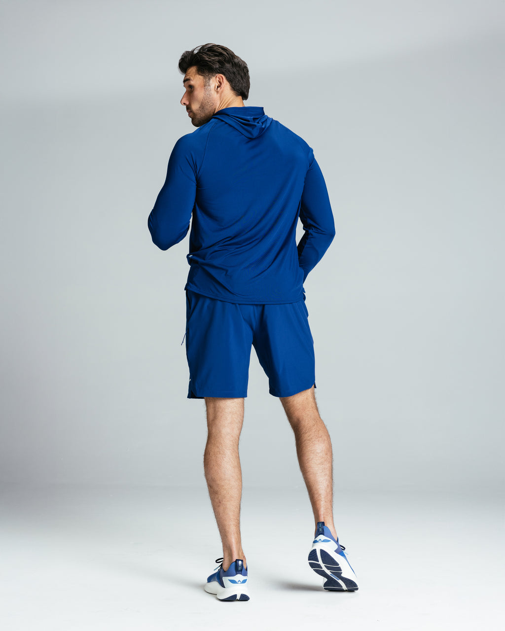 Men's LS Tech Hooded Tee "Marine Blue"