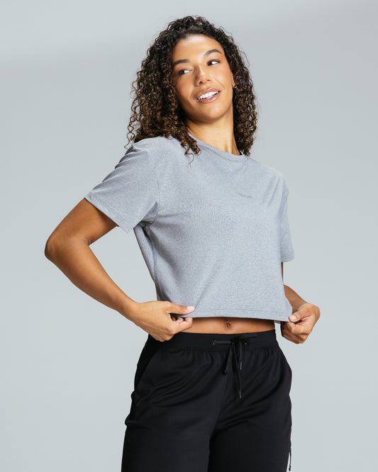 Women's Crop Tee "Silver Heather"