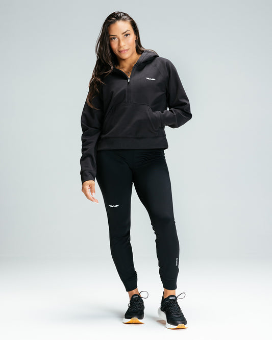 Women's Half-Zip Hoodie "Black"