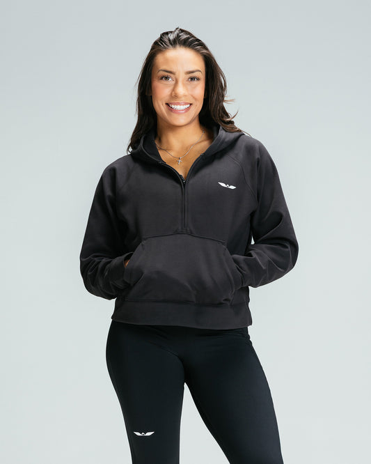 Women's Half-Zip Hoodie "Black"