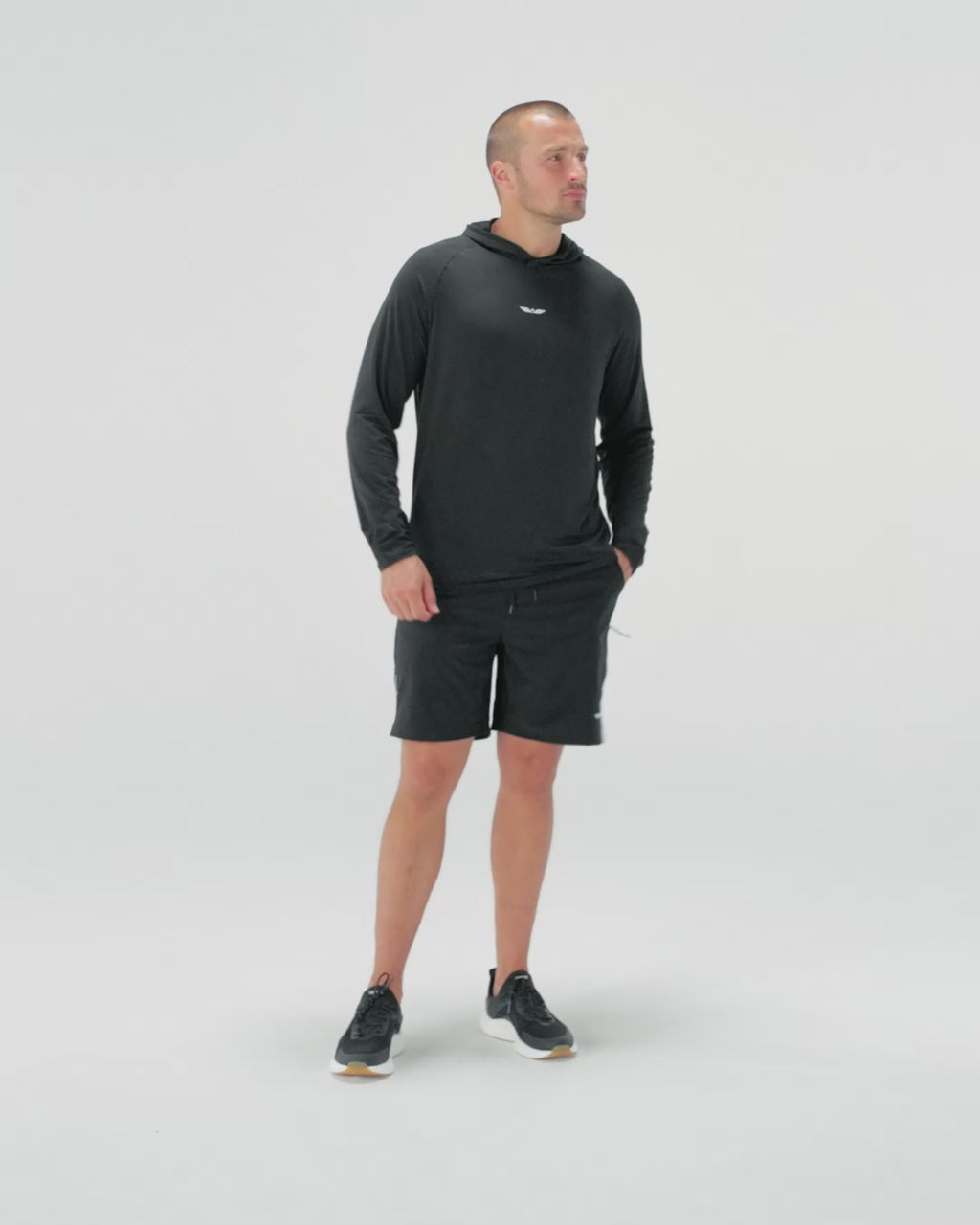 Men's LS Tech Hooded Tee "Black"